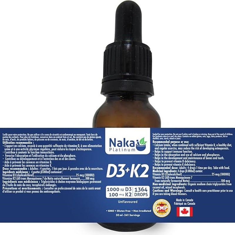Naka Platinum Vitamin D3 + K2(1364 drops)