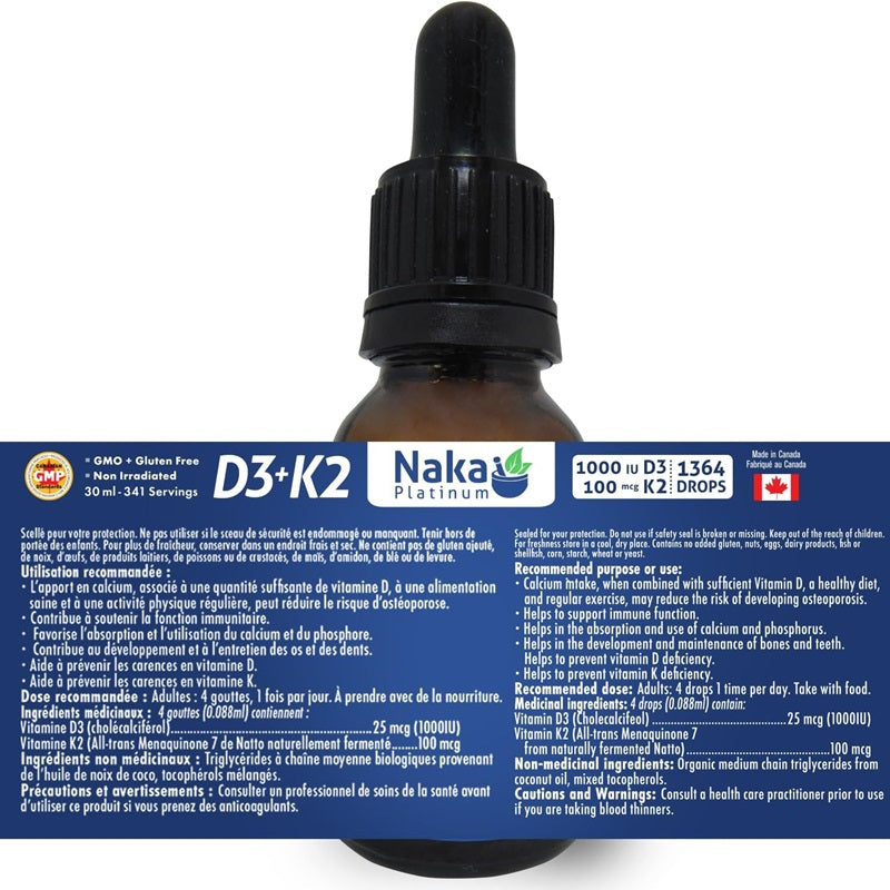 Naka Platinum Vitamin D3 + K2(1364 drops)