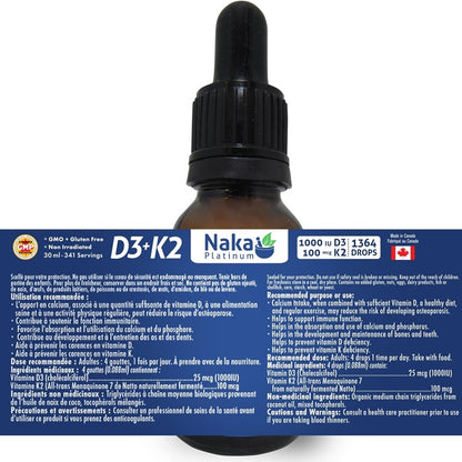 Naka Platinum Vitamin D3 + K2(1364 drops)